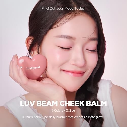 Lilybyred Luv Beam Cheek Balm | Heart-Shaped Korean Cream Blush, Semi-Matte Finish, Long-Lasting, Blendable & Buildable, Soft Creamy Texture, Lightwei