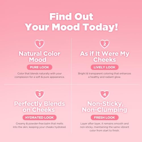 Lilybyred Luv Beam Cheek Balm | Heart-Shaped Korean Cream Blush, Semi-Matte Finish, Long-Lasting, Blendable & Buildable, Soft Creamy Texture, Lightwei