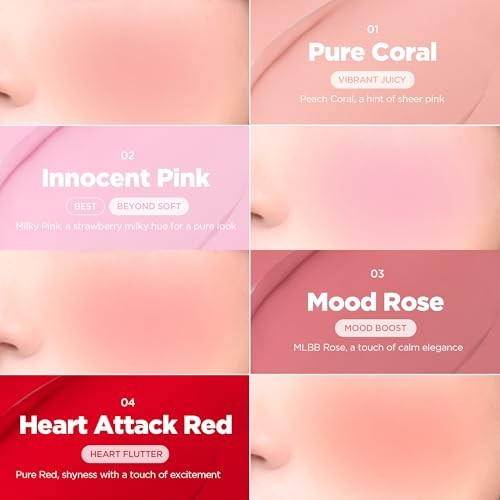 Lilybyred Luv Beam Cheek Balm | Heart-Shaped Korean Cream Blush, Semi-Matte Finish, Long-Lasting, Blendable & Buildable, Soft Creamy Texture, Lightwei