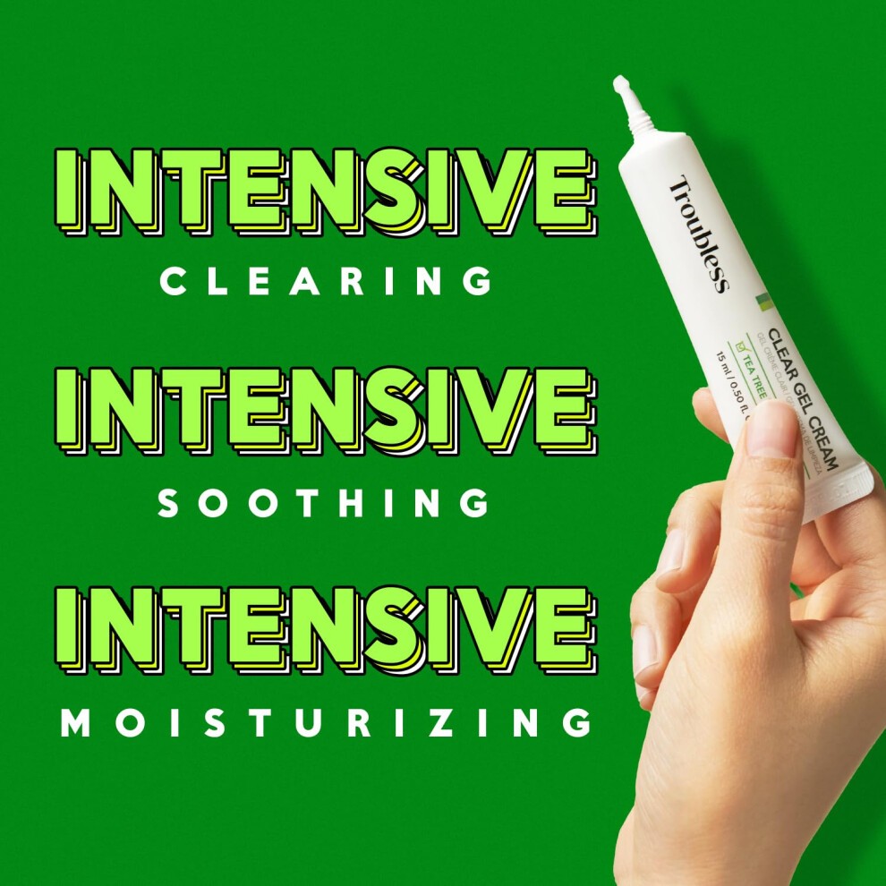 Troubless CLEAR GEL CREAM (0.5Fl Oz  15ml) - Acne Treatment for Face / Soothing Cream for Acne Spot with Tea Tree / Korean Skin Care