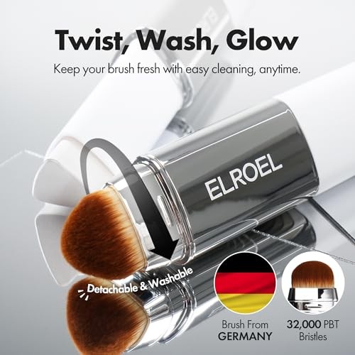ELROEL Blanc Cover Cream Stick V White - Korean Color-Changing Foundation Stick with Volufiline - Medium to Full Coverage Dewy Finish Base Makeup - Du
