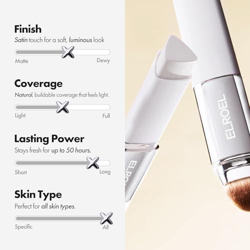 ELROEL Blanc Cover Cream Stick V White - Korean Color-Changing Foundation Stick with Volufiline - Medium to Full Coverage Dewy Finish Base Makeup - Du